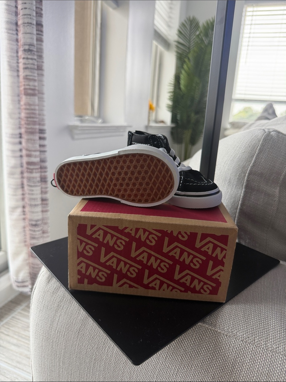Vans Kids Black & White High-Top Skate Sneakers